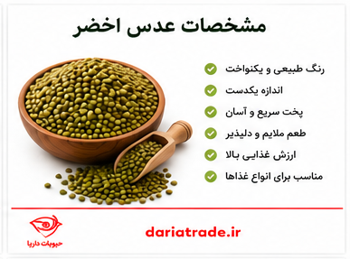 مشخصات و قیمت عدس اخضر